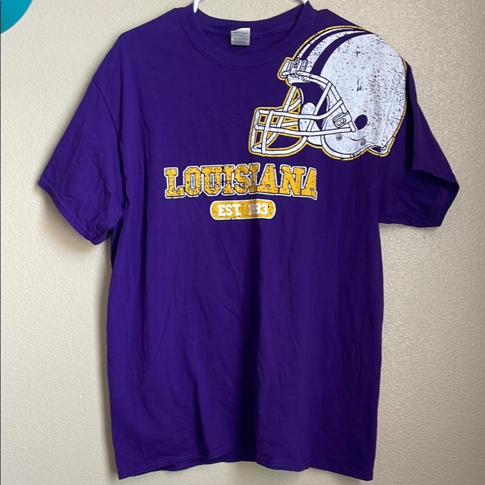 Louisiana Football Purple Short Sleeve T‎ Shirt Size Large